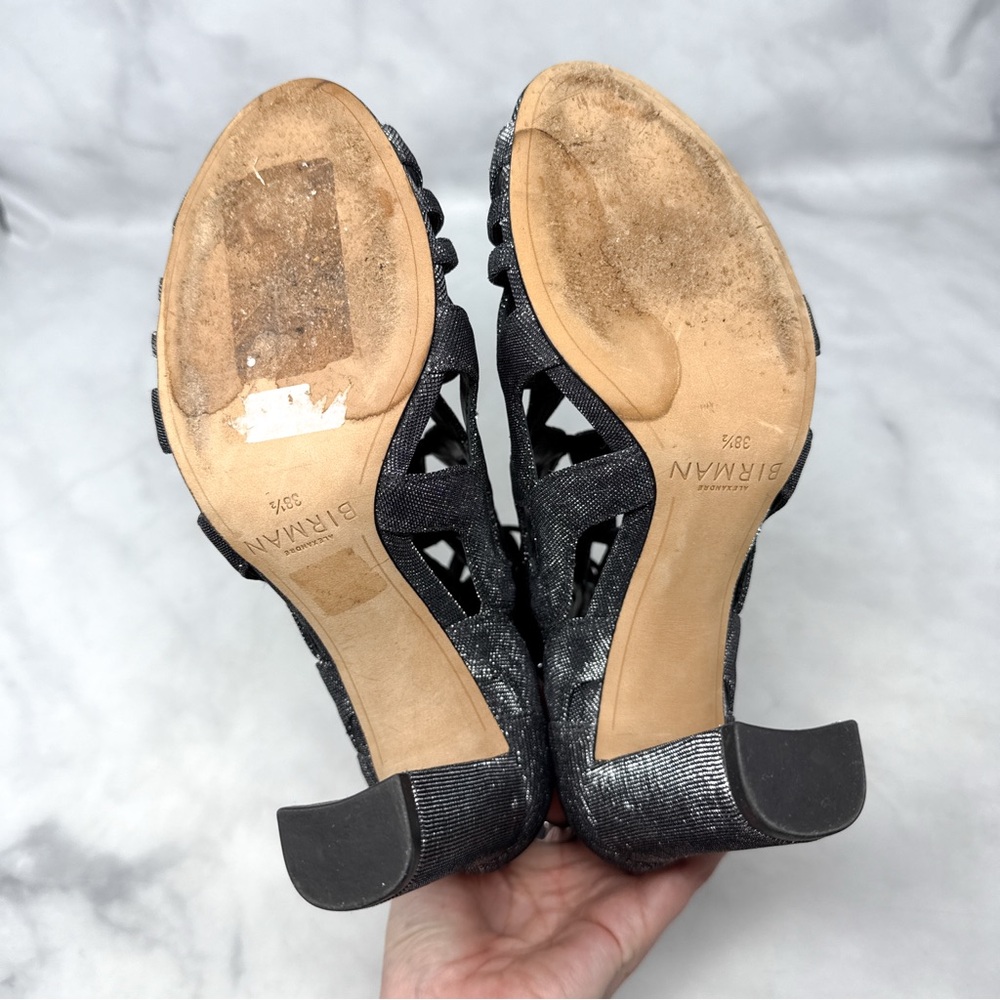 Alexandre Birman Loretta Metallic Caged Block Heel Sandal Booties Silver 38.5 - Picture 10 of 14